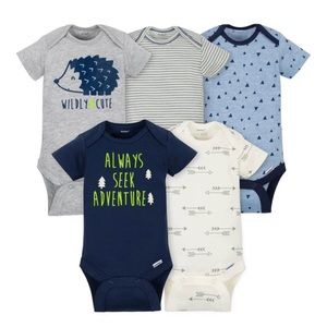 5-Pack Boys Hedgehog Short Sleeve Onesies® Bodysuits